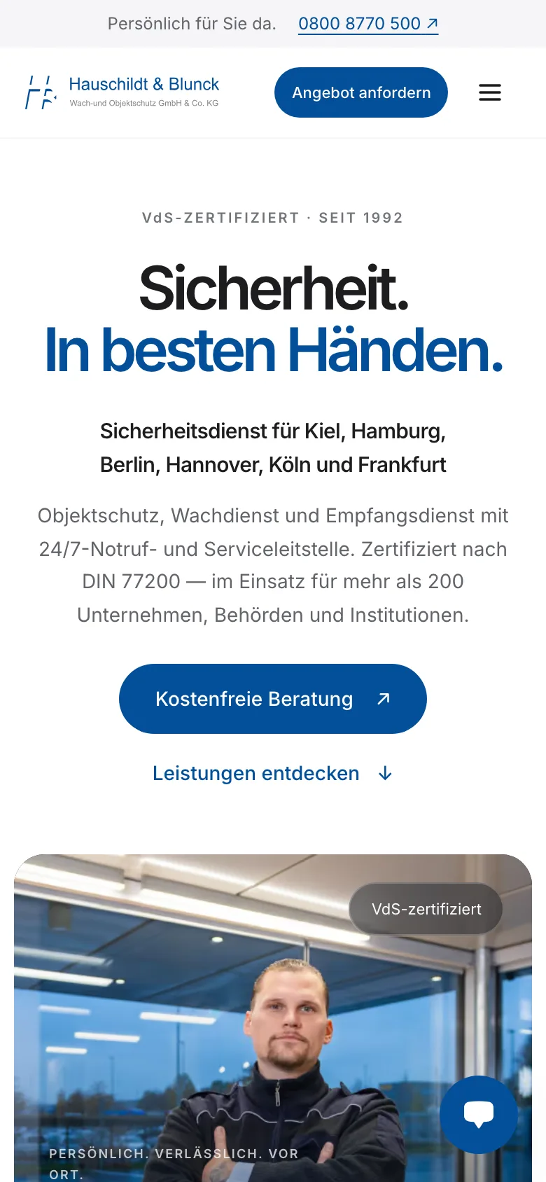 Hauschildt & Blunck — Website by WebMo Kiel (Mobile-Ansicht)