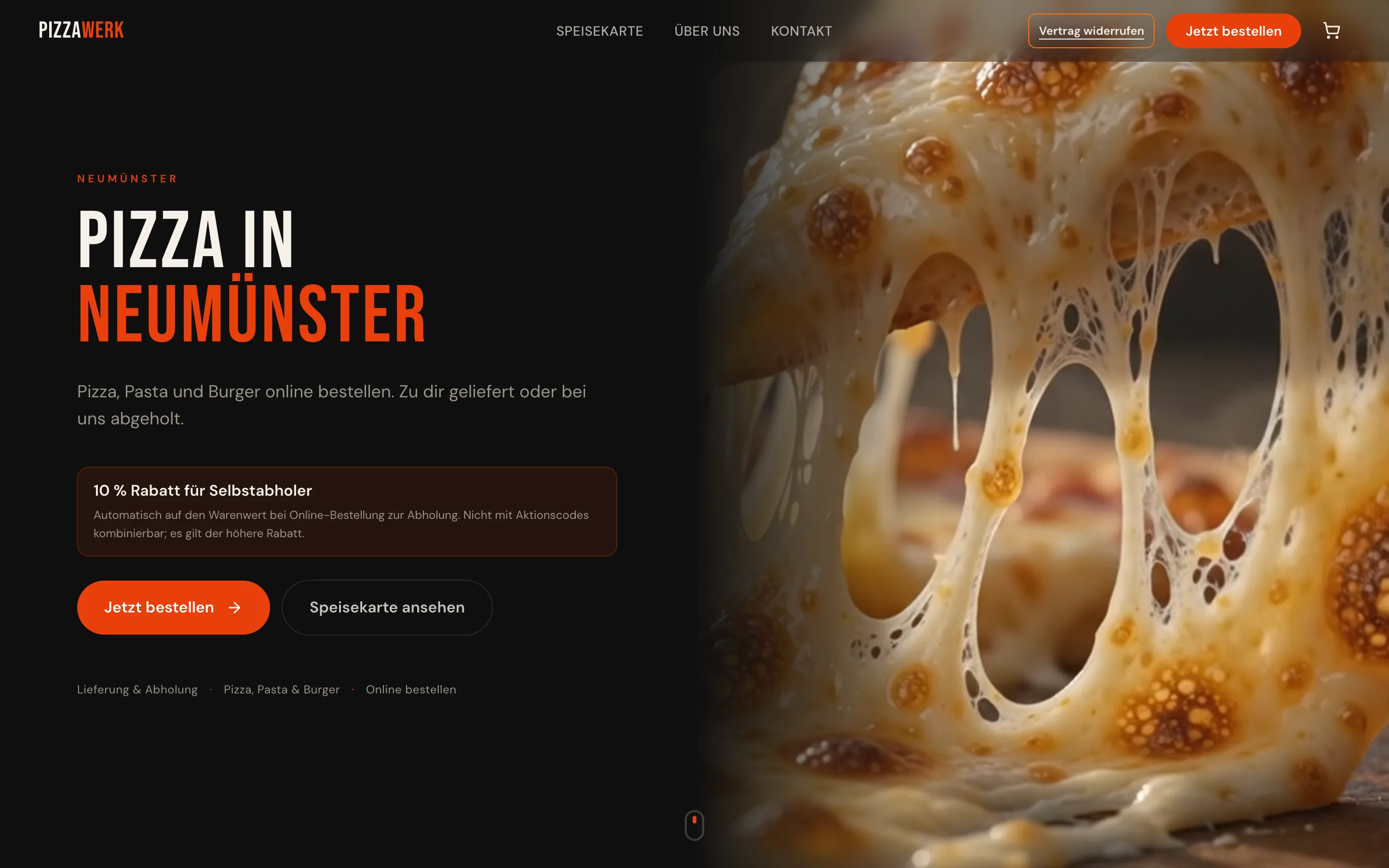 Pizzawerk Neumünster — Website by WebMo Kiel (Desktop-Ansicht)
